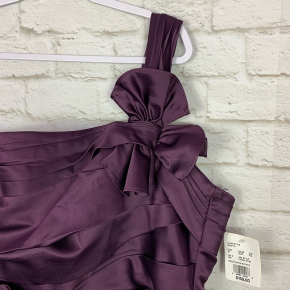 David’s Bridal Satin One Shoulder Plum Gown NWT 16 - Picture 3 of 8